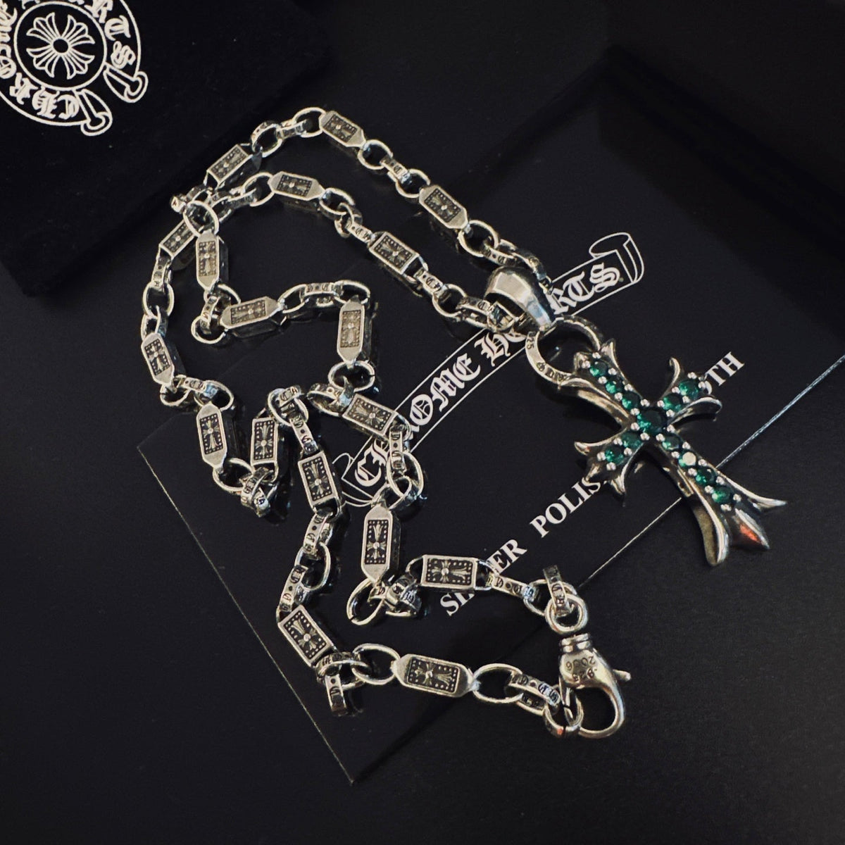 Martin Graham pendant necklace in polished metal-tone – detail view