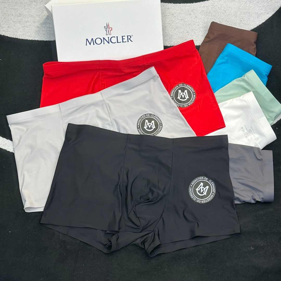 Moncler Goat-milk silk Circular Patch Details Men's Boxer Briefs - 3-Piece Box