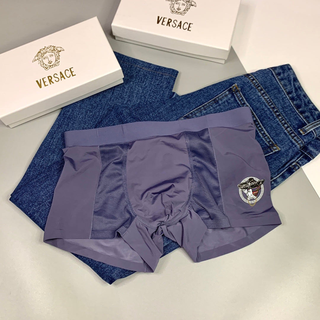 Versace Visible All-Over Pattern And Logo Details Men's Boxer Briefs - 3-Piece Box