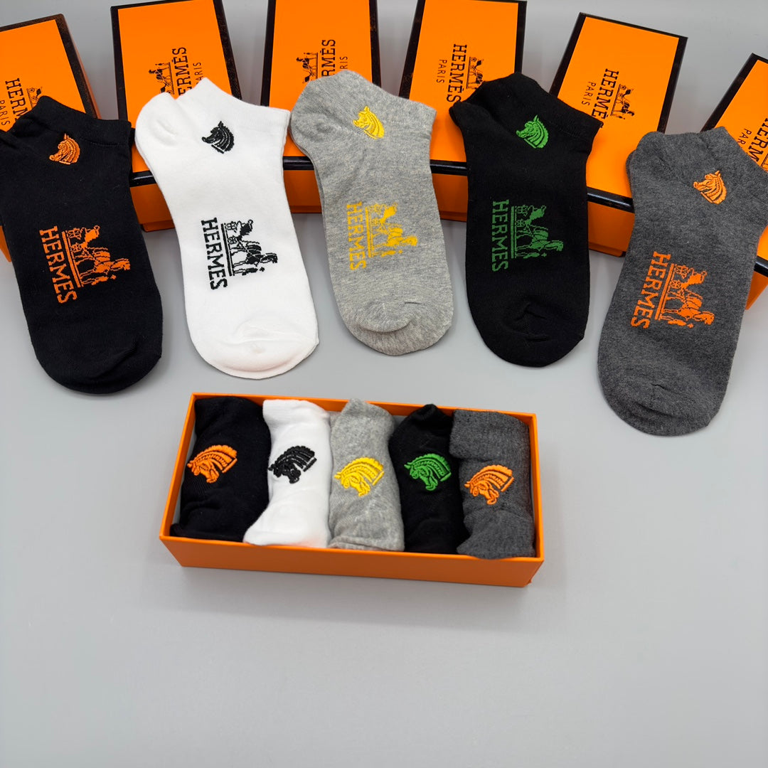 Hermes Short Socks - 5-Pair Set