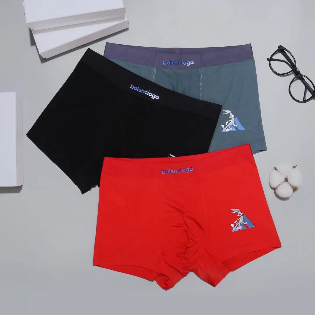 Balenciaga Contrast Waistband Men's Trunk Underwear - 3-Piece Box