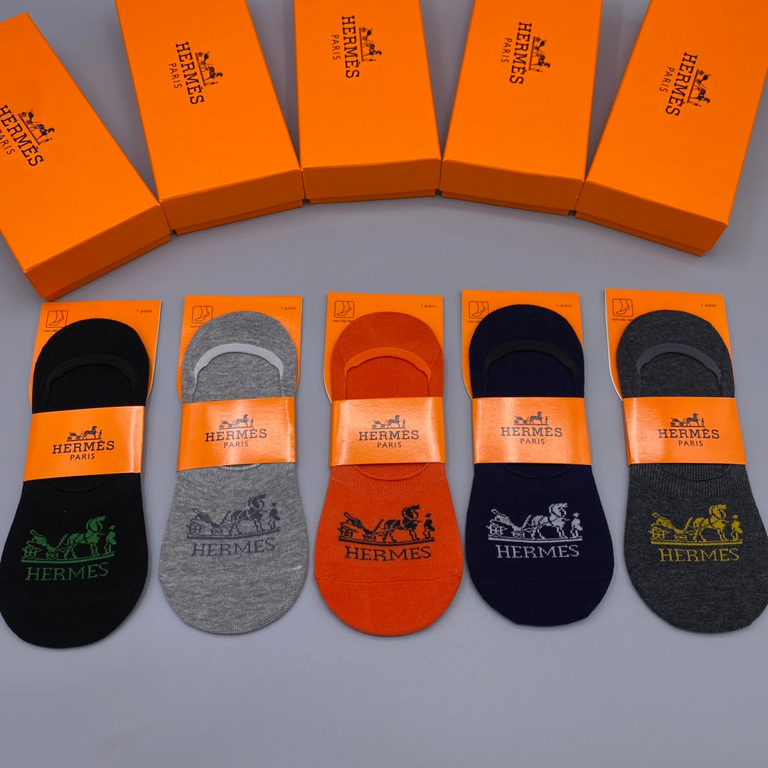 Hermes Horse Graphics No-Show Socks - 5-Pair Set