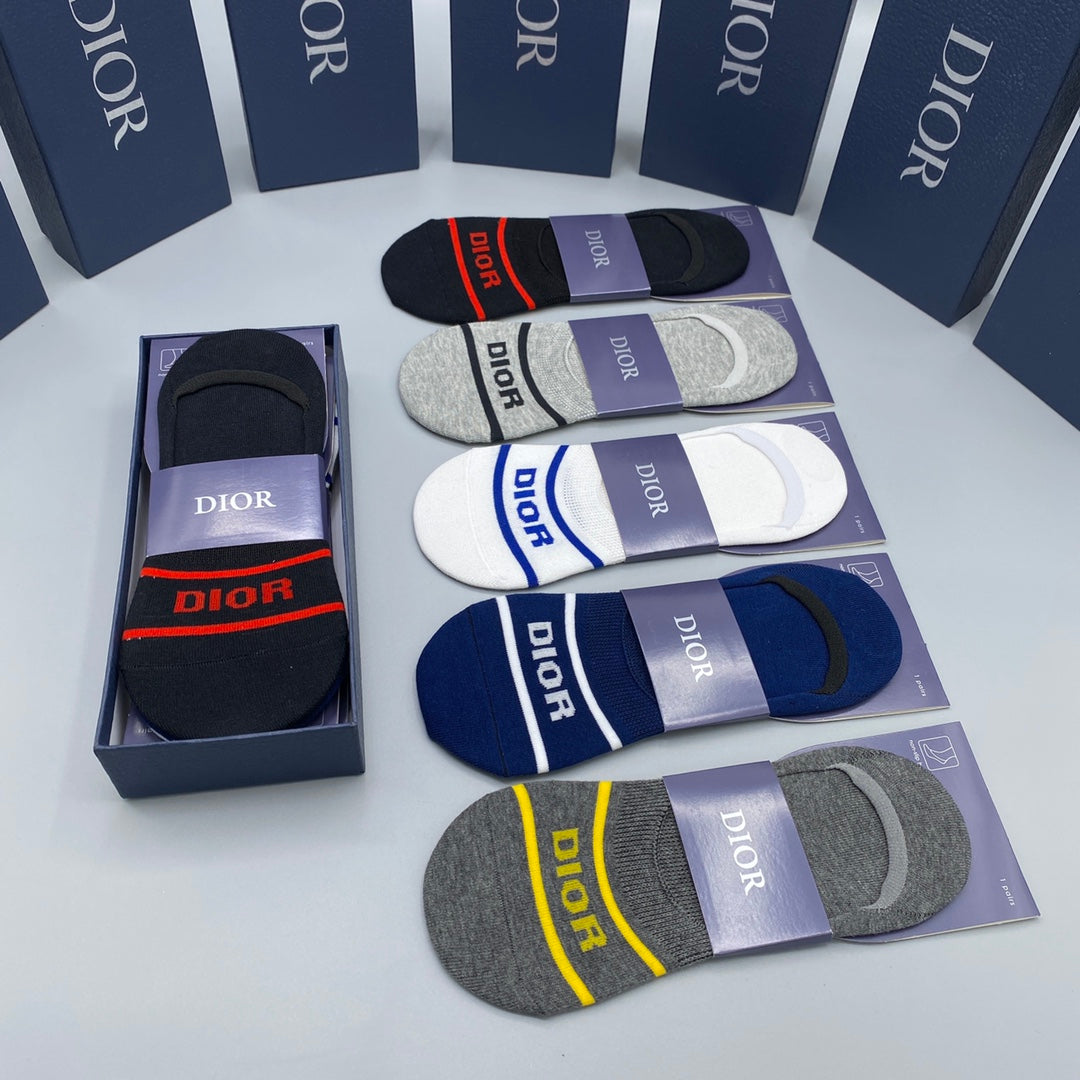 Dior Colourful Stripe Details No-Show Socks