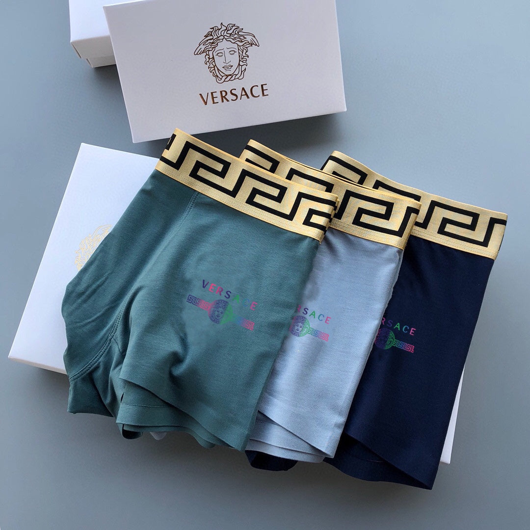 Versace Black, White & Grey Cotton Men's Boxer Briefs – 3-Pack