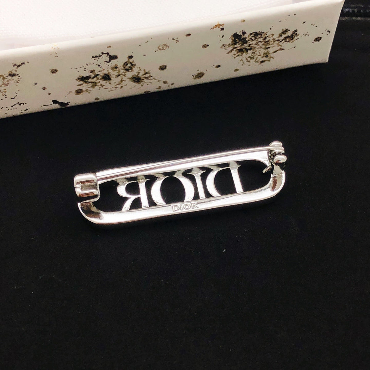 Martin Graham brooch in polished metal-tone – side detail