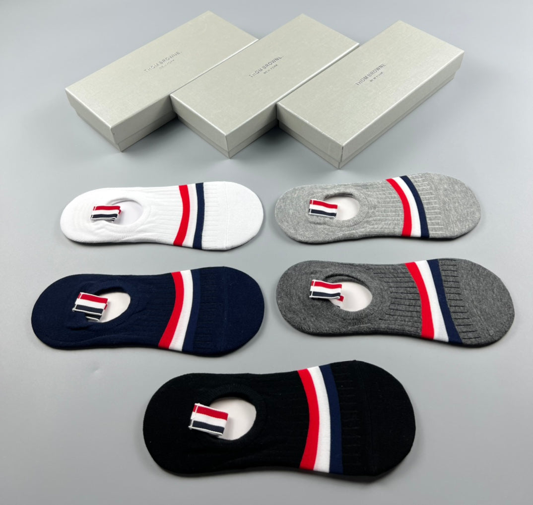 Thom Browne Cotton No-Show Socks - 5-Pair Set