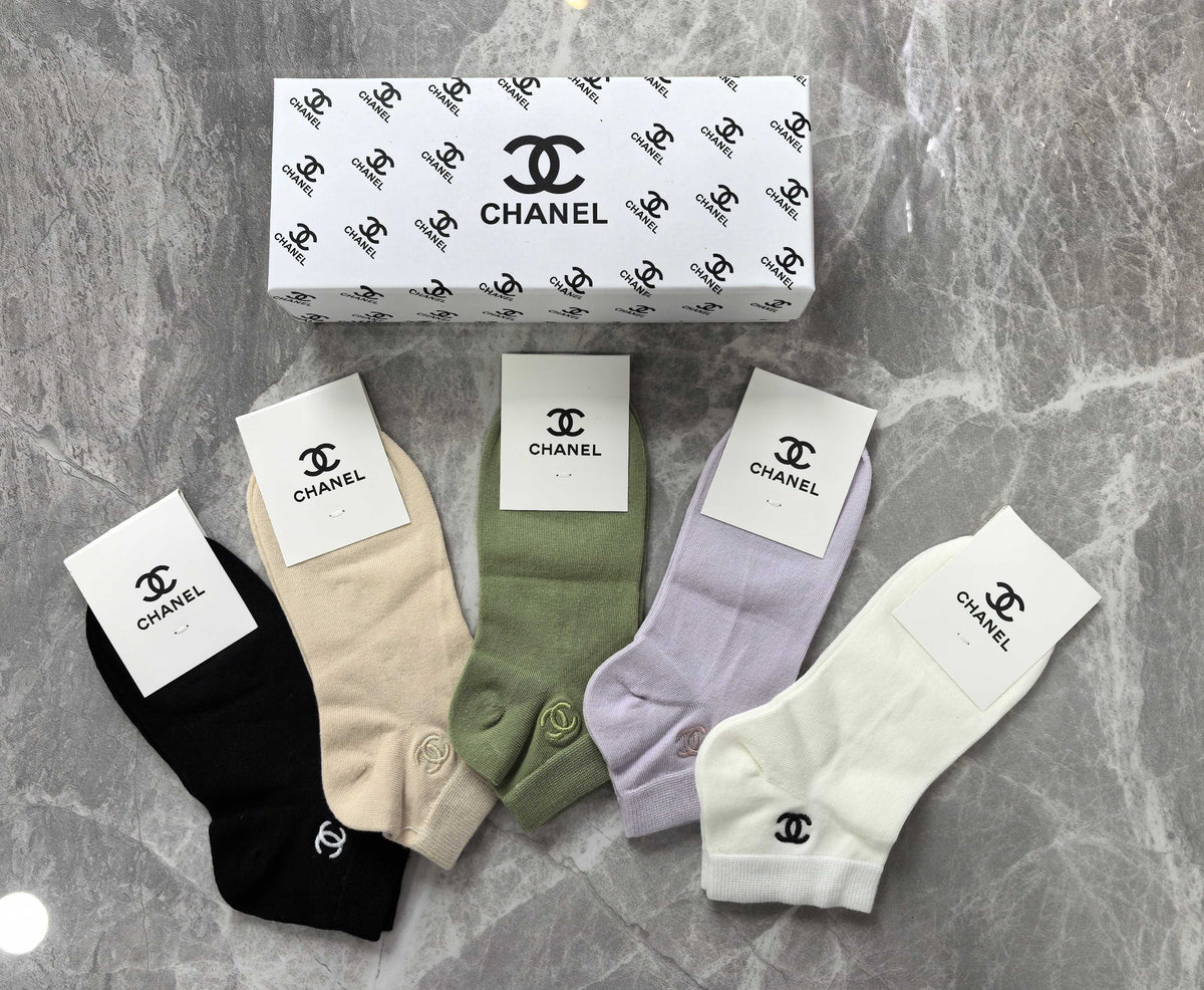 Chanel Combed Cotton No-Show Socks - 5-Pair Set