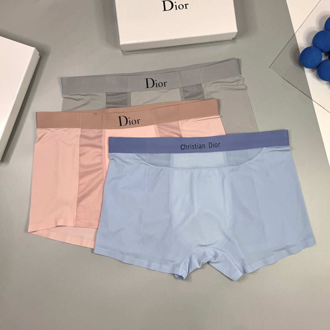 Dior Silk-like ice Tonal Logo Waistbands Men's Boxer Briefs - 3-Piece Box