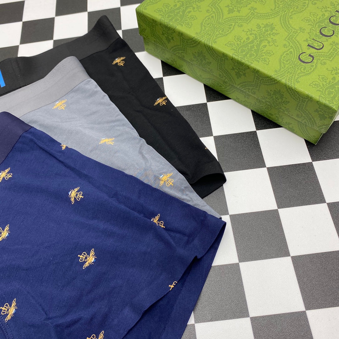 Gucci Bee Motifs Men's Boxer Briefs - 3-Piece Box