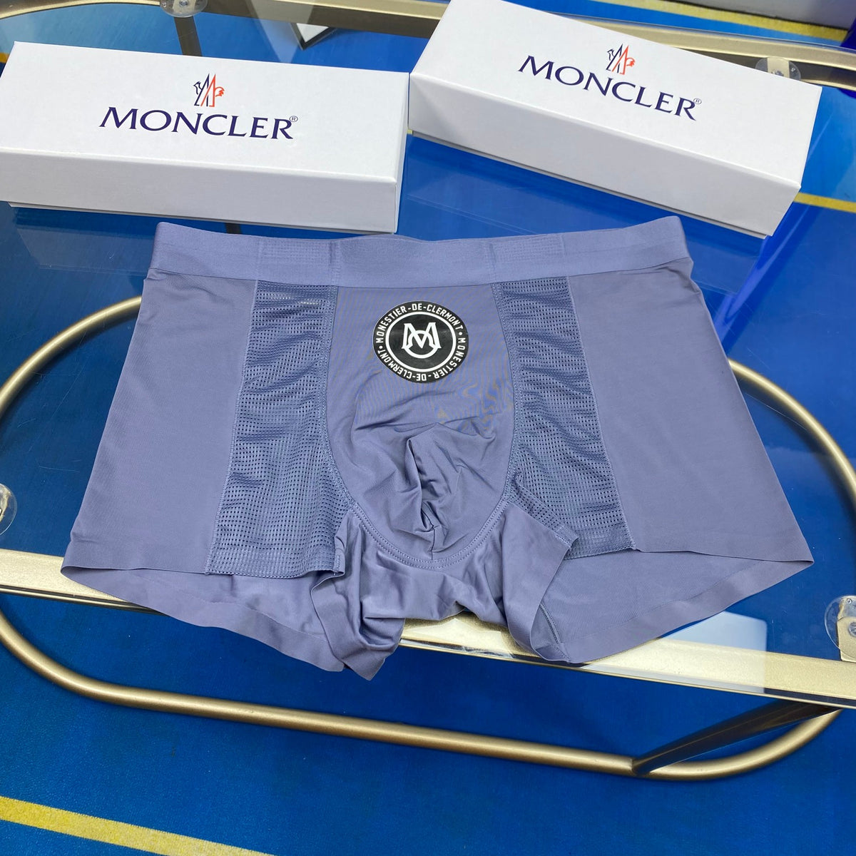 Moncler Cotton Circular Patch Details Men's Boxer Briefs - 3-Piece Box