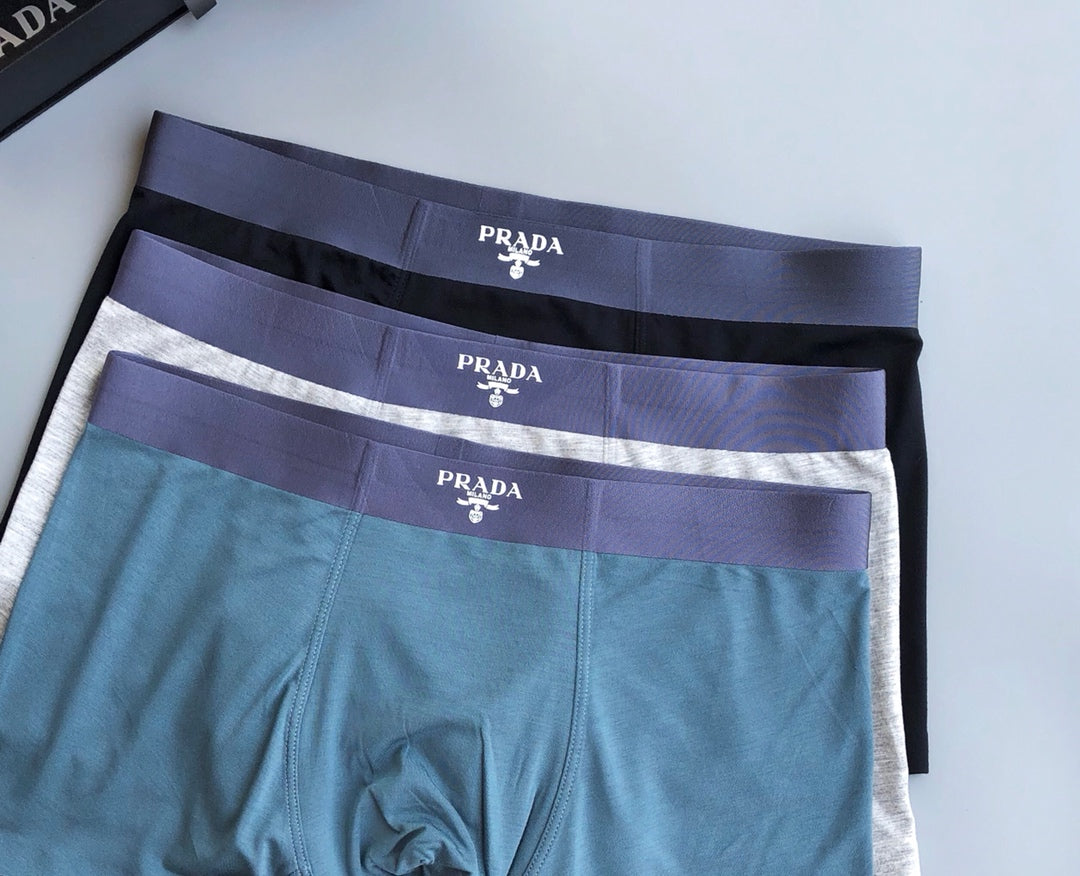 Prada Triangular Emblem Details Men's Boxer Briefs - 3-Piece Box