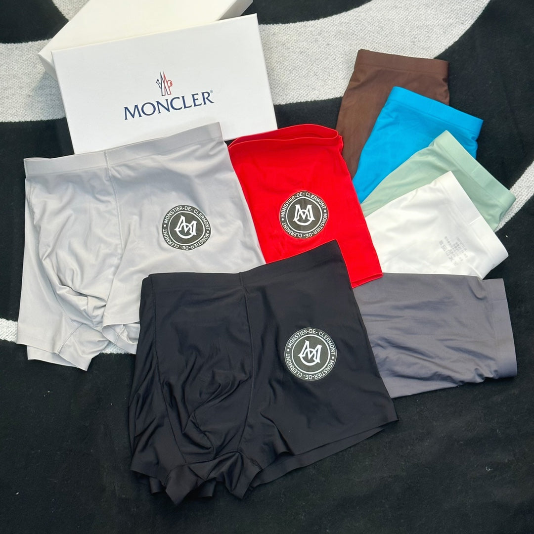 Moncler Goat-milk silk Circular Patch Details Men's Boxer Briefs - 3-Piece Box