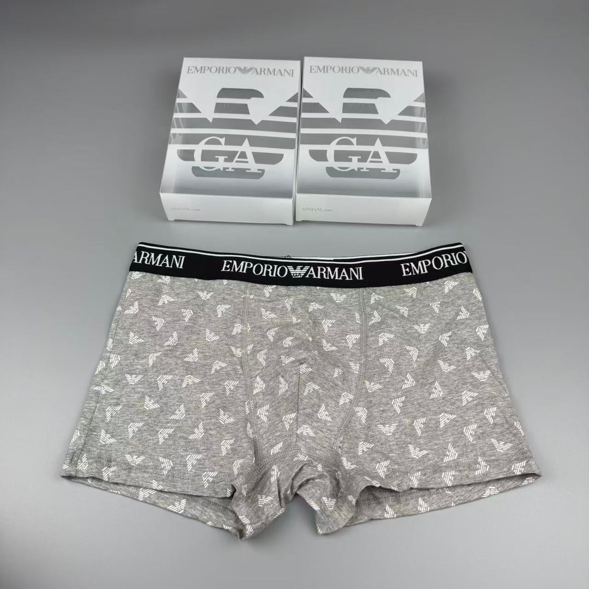 Armani Multi-Colour Letter Print Cotton Men's Boxer Briefs - 3-Piece Box