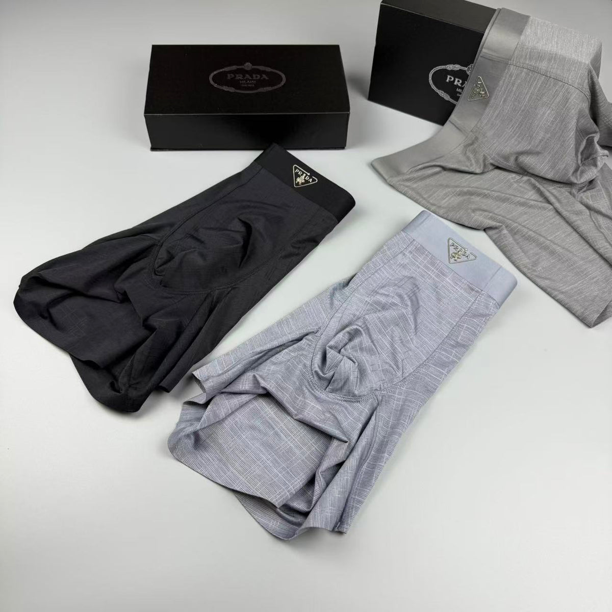 Prada Logo Detail Men's Boxer Briefs - 3-Piece Box