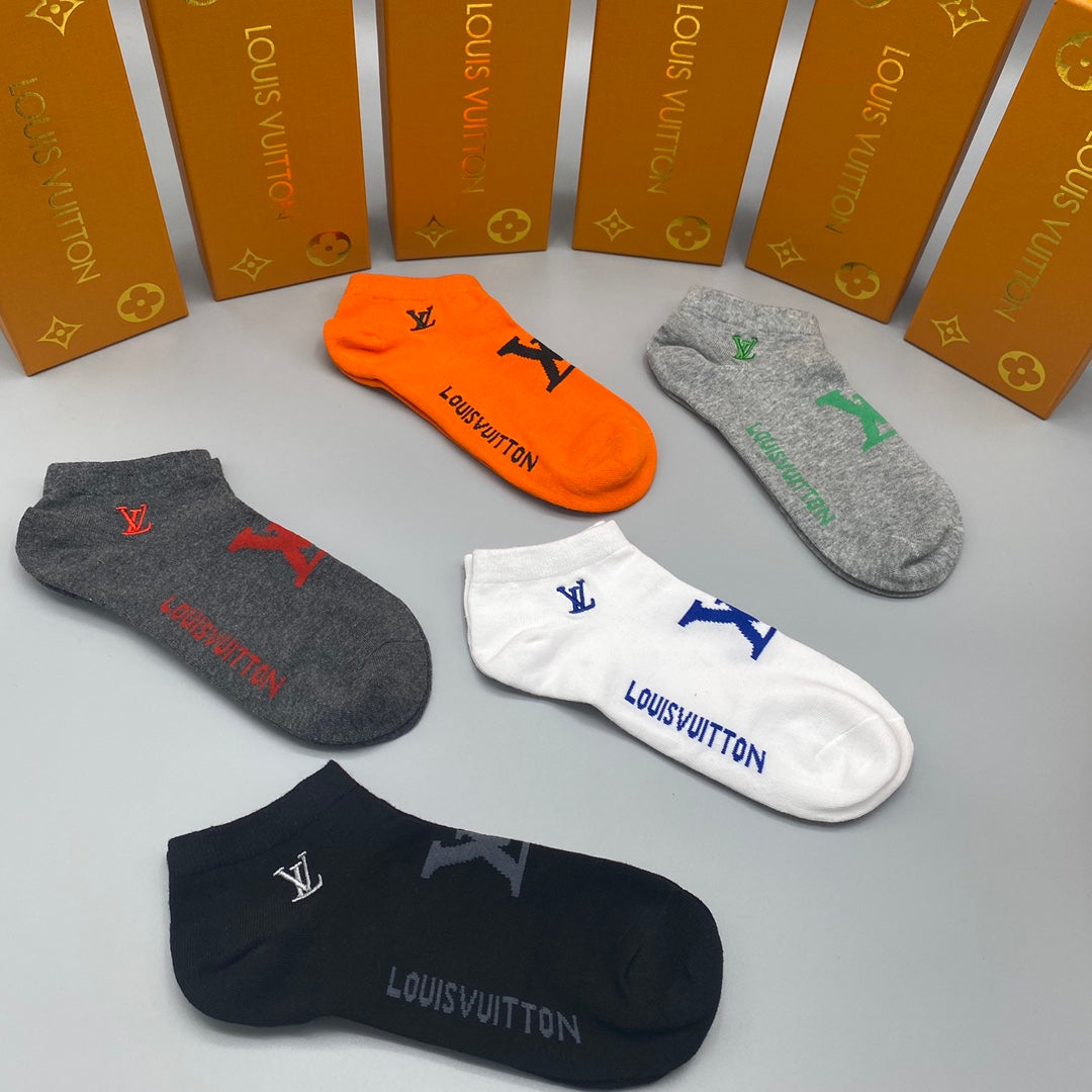 Louis Vuitton Mixed Bright Logo Ankle Socks - Box of 5 Pairs