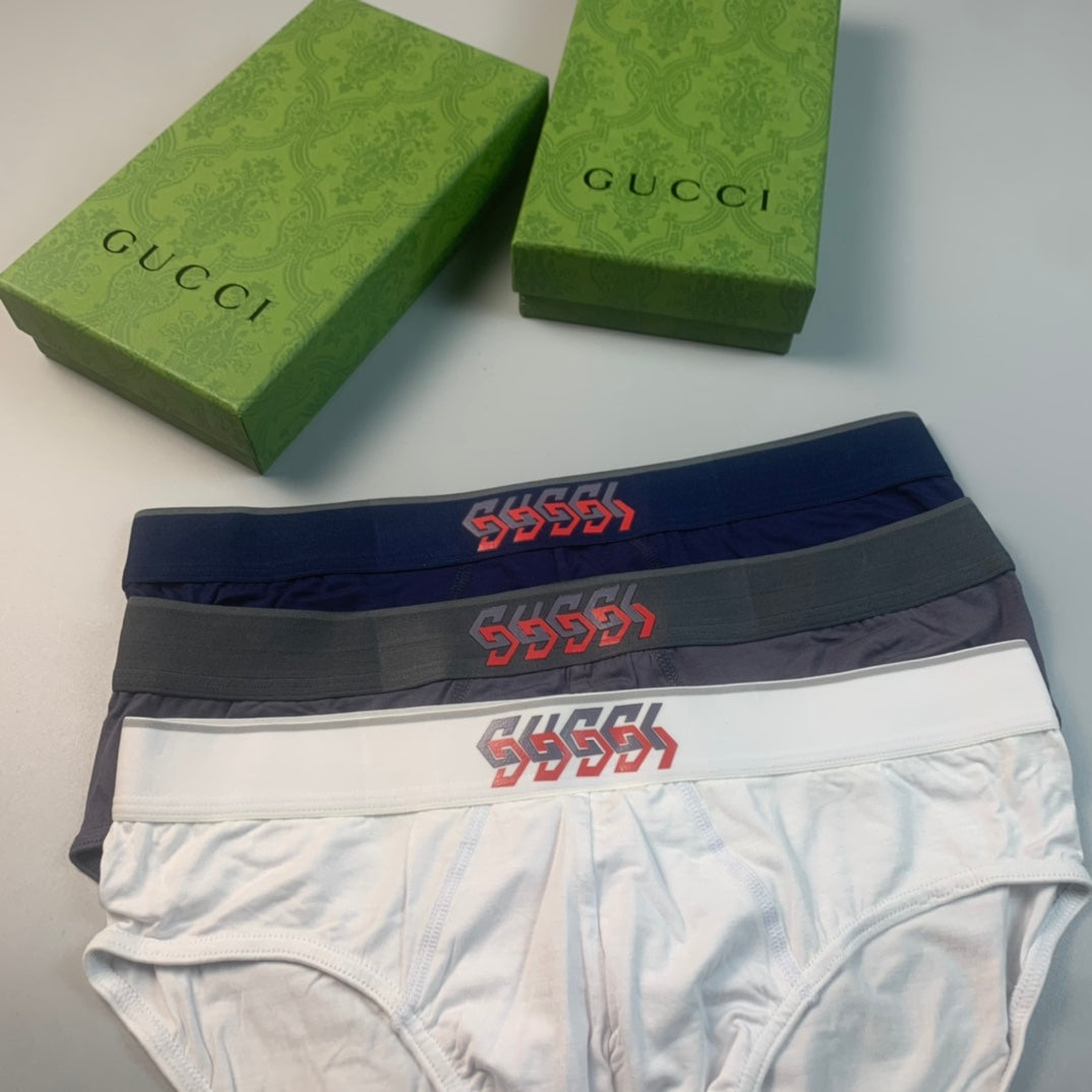 Gucci Red Logo Waistbands Men's Briefs