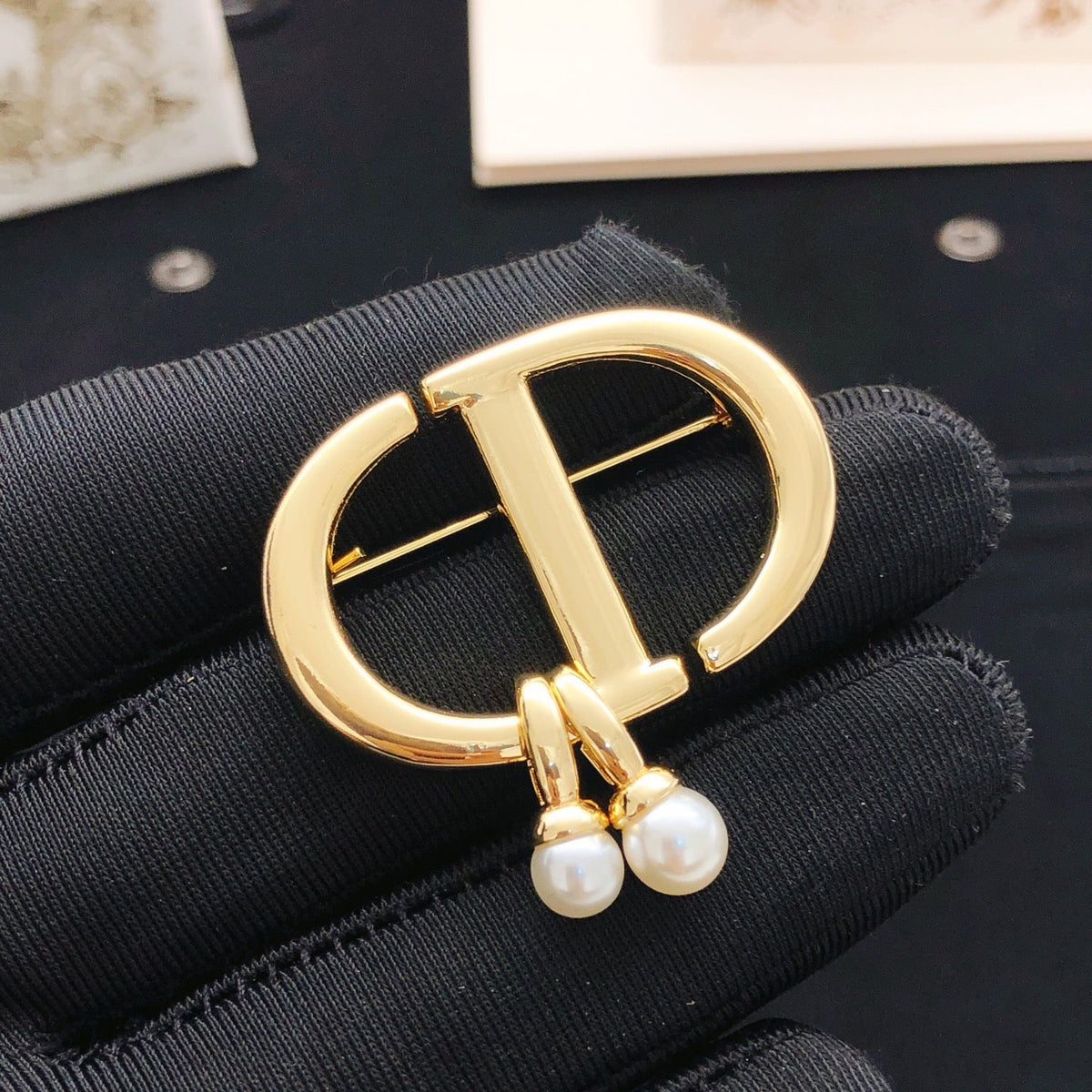 Martin Graham brooch in polished metal-tone – side detail