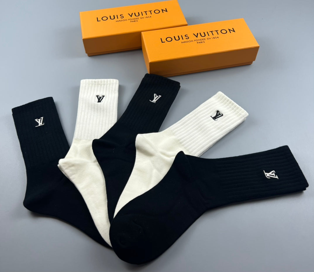 Louis Vuitton Small Initial Details Crew Socks - 5-Pair Set