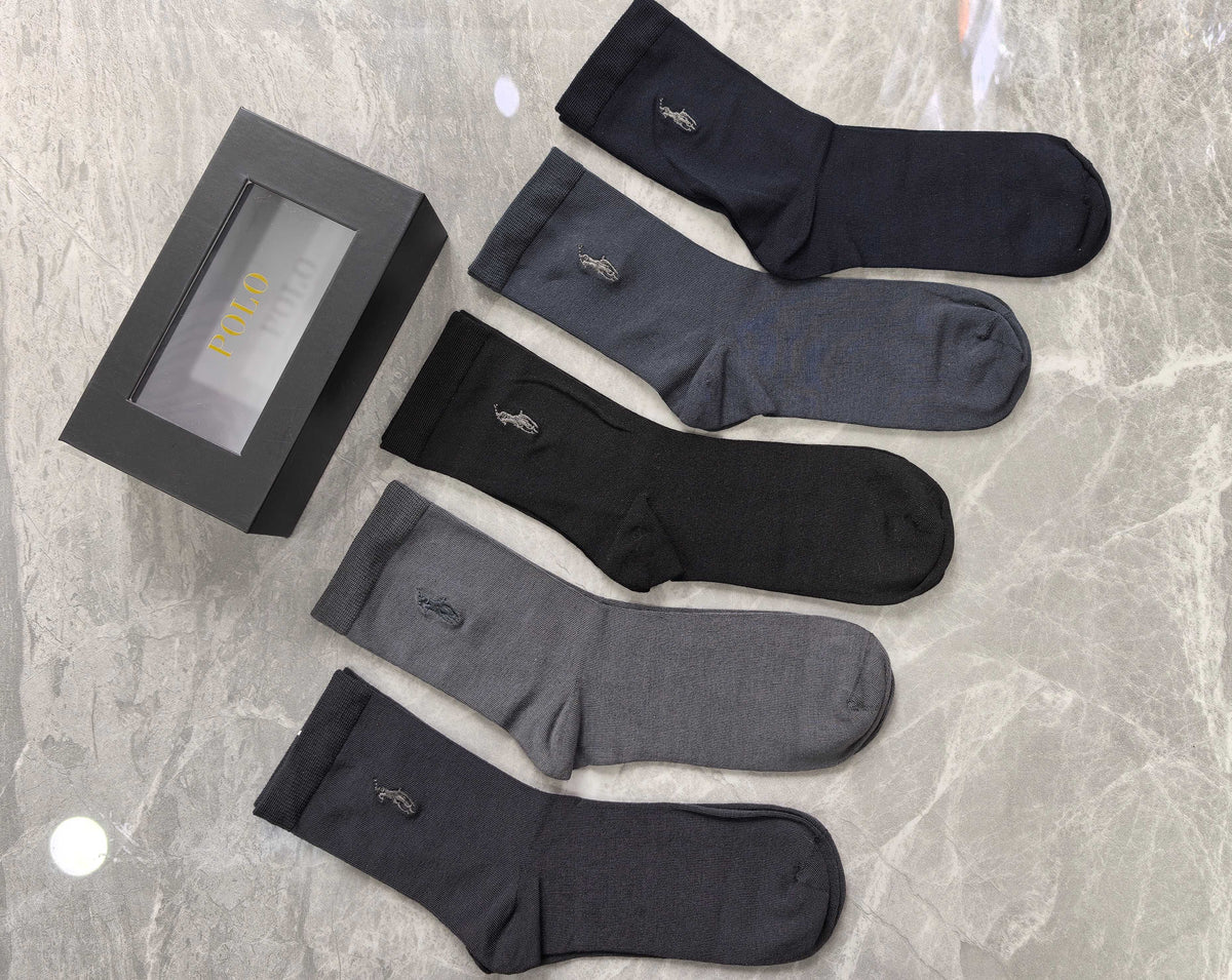 Polo Modal Understated Horse Motifs Crew Socks - 5-Pair Set