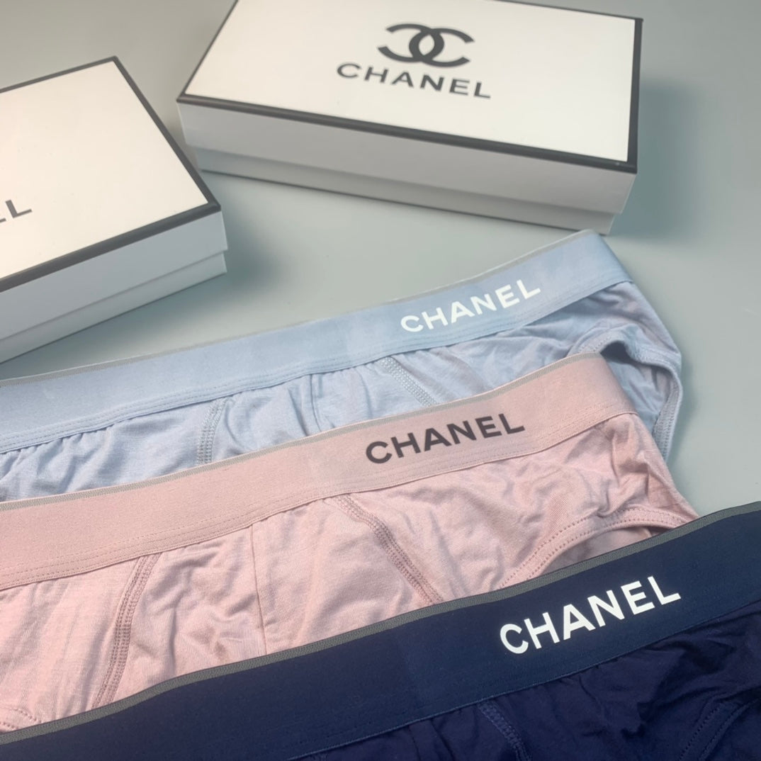 Chanel Odell Blue, Green & White Tonal Waistbands Men's Briefs - 3-Piece Box