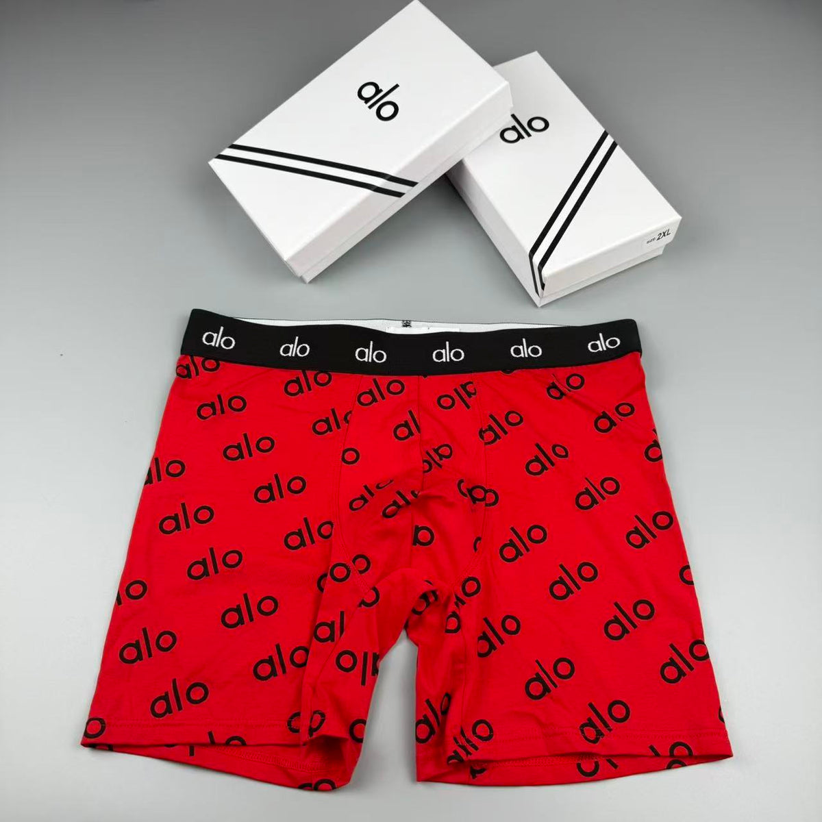 Alo Cotton All-Over Logo Pattern Men's Boxer Briefs - 3-Piece Box