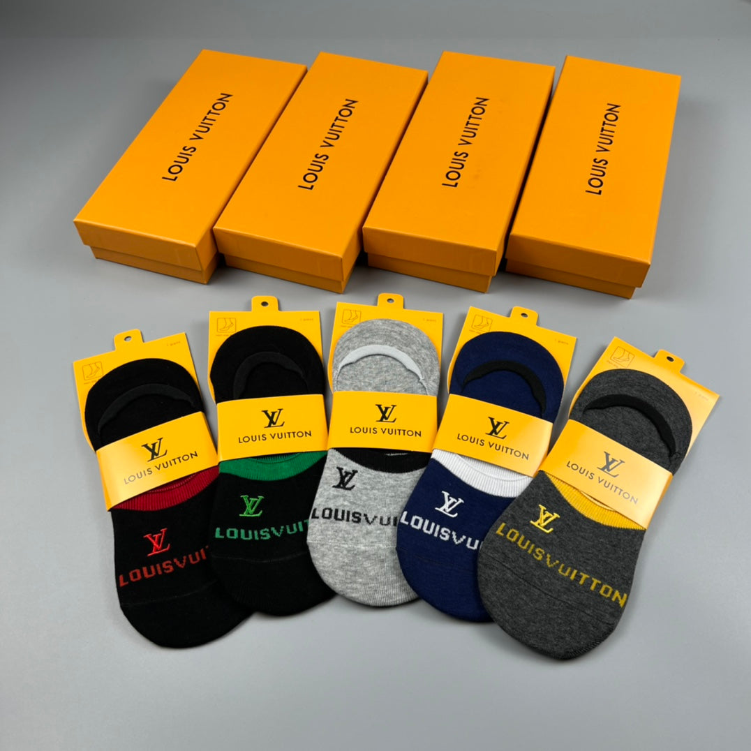 Louis Vuitton Signature Wordmark No-Show Socks - Box of 5 Pairs