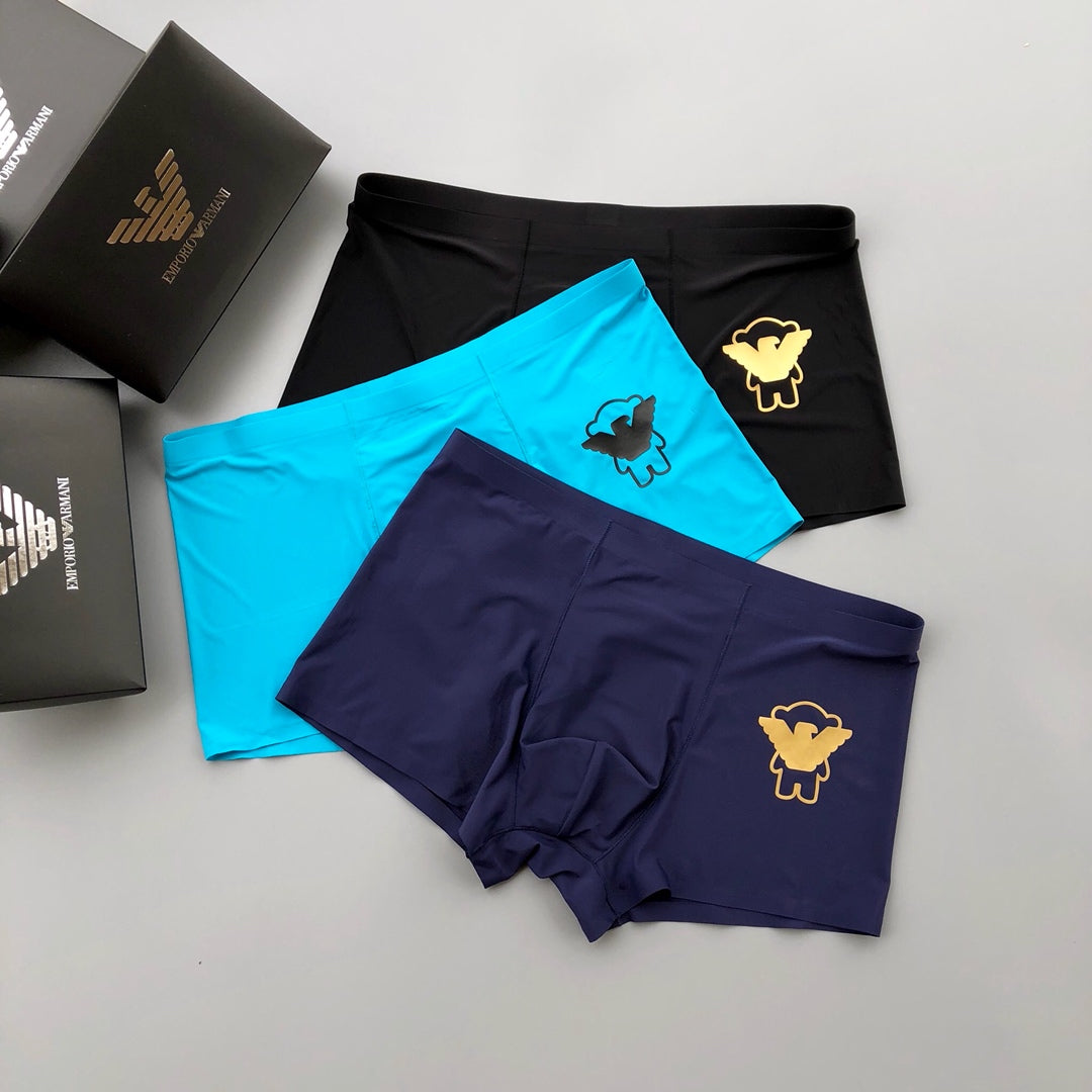 Armani Silk Character Detail Men's Boxer Briefs - 3-Piece Box