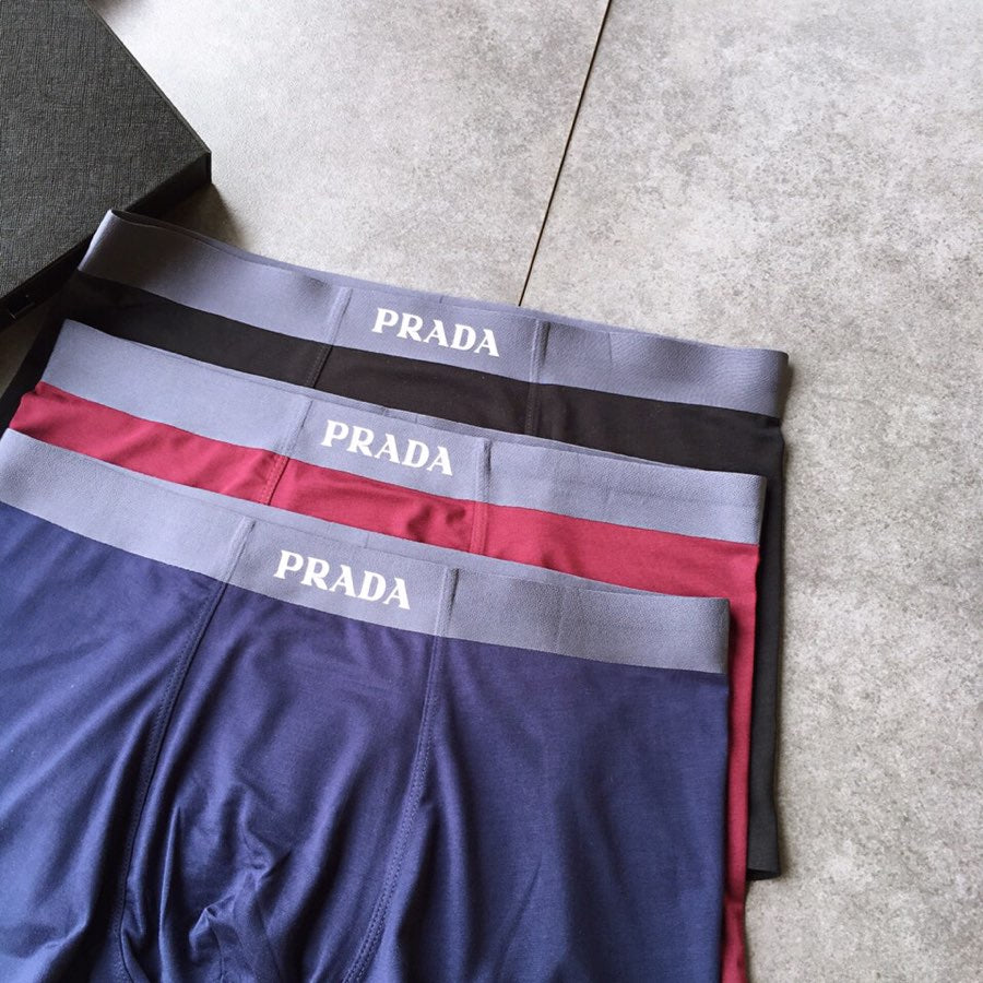Prada Clean Wordmark Waistbands Men's Boxer Briefs - 3-Piece Box