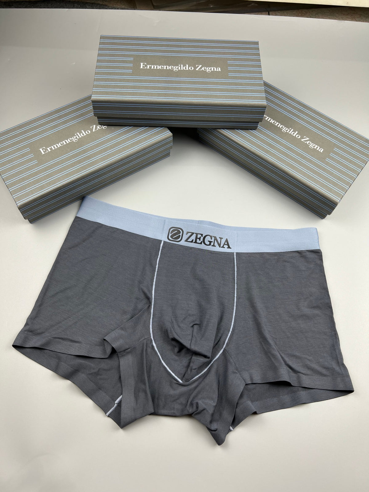 Ermenegildo Zegna Modal Red-And-Green Waistband Accents Men's Boxer Briefs - 3-Piece Box