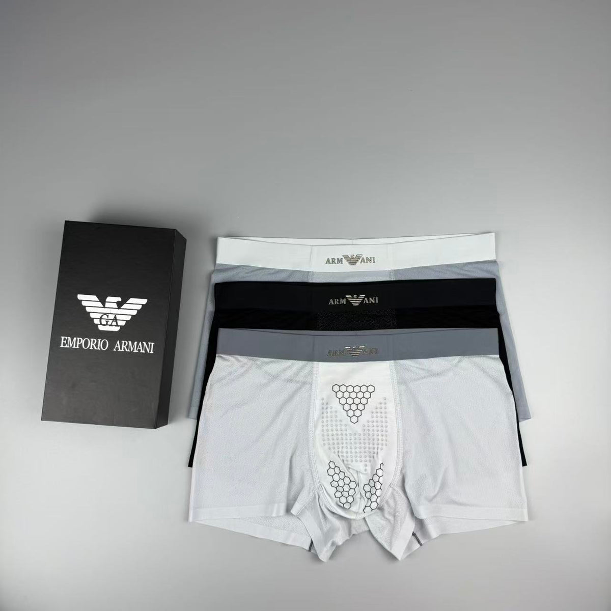 Armani Silk Logo Detail Men's Boxer Briefs - 3-Piece Box
