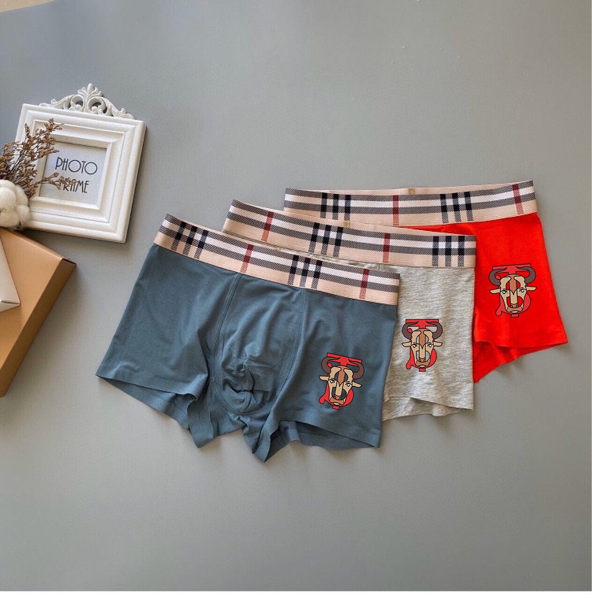 Burberry Bear-Patch Check-Waistband Modal-Blend Boxer Briefs - Box of 3