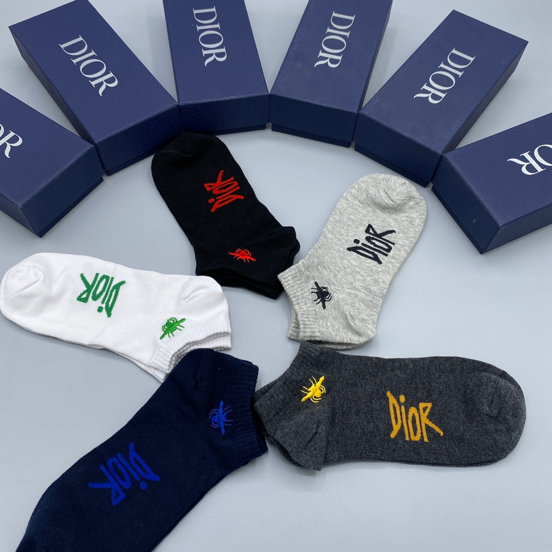 Dior Graphic Ankle Socks - 5-Pair Box