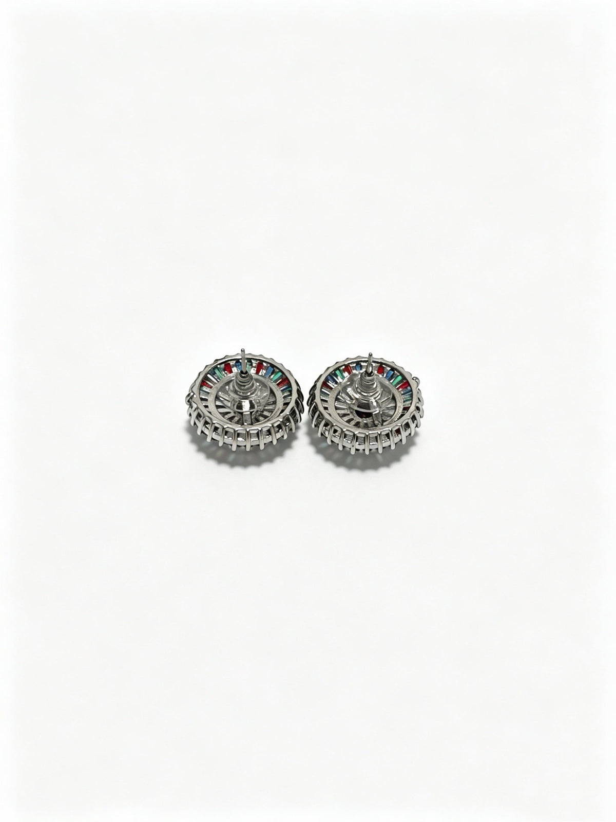 Martin Graham stud earrings in polished metal-tone – side detail