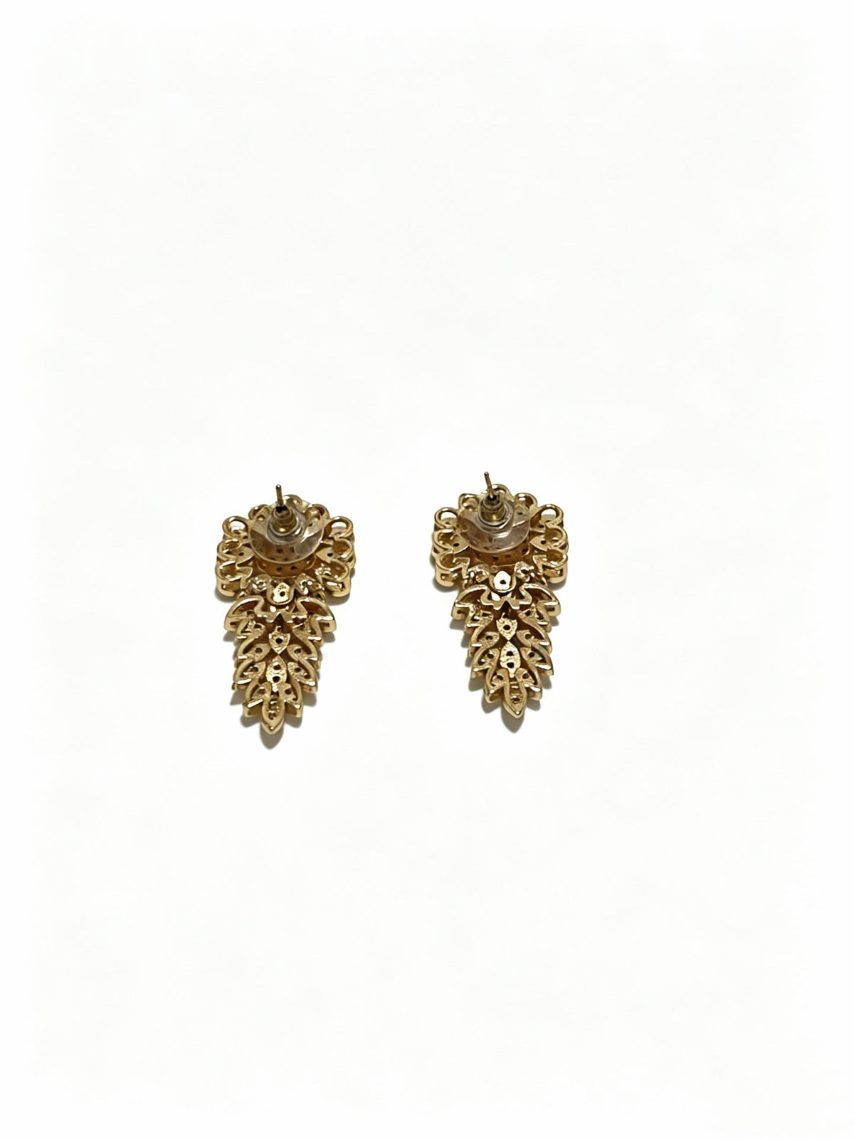 Martin Graham stud earrings in polished metal-tone – side detail
