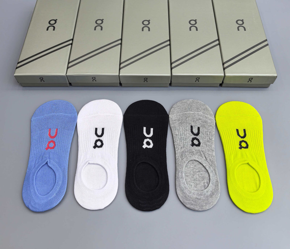 On Cotton Visible Logo, Stripe Or Motif Details Crew Socks - 5-Pair Set