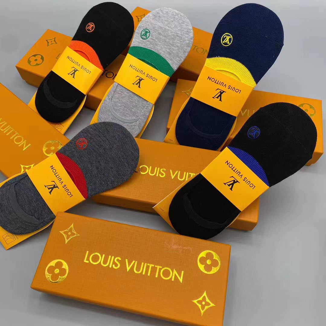 Louis Vuitton Restrained Initial Details No-Show Socks - 5-Pair Set