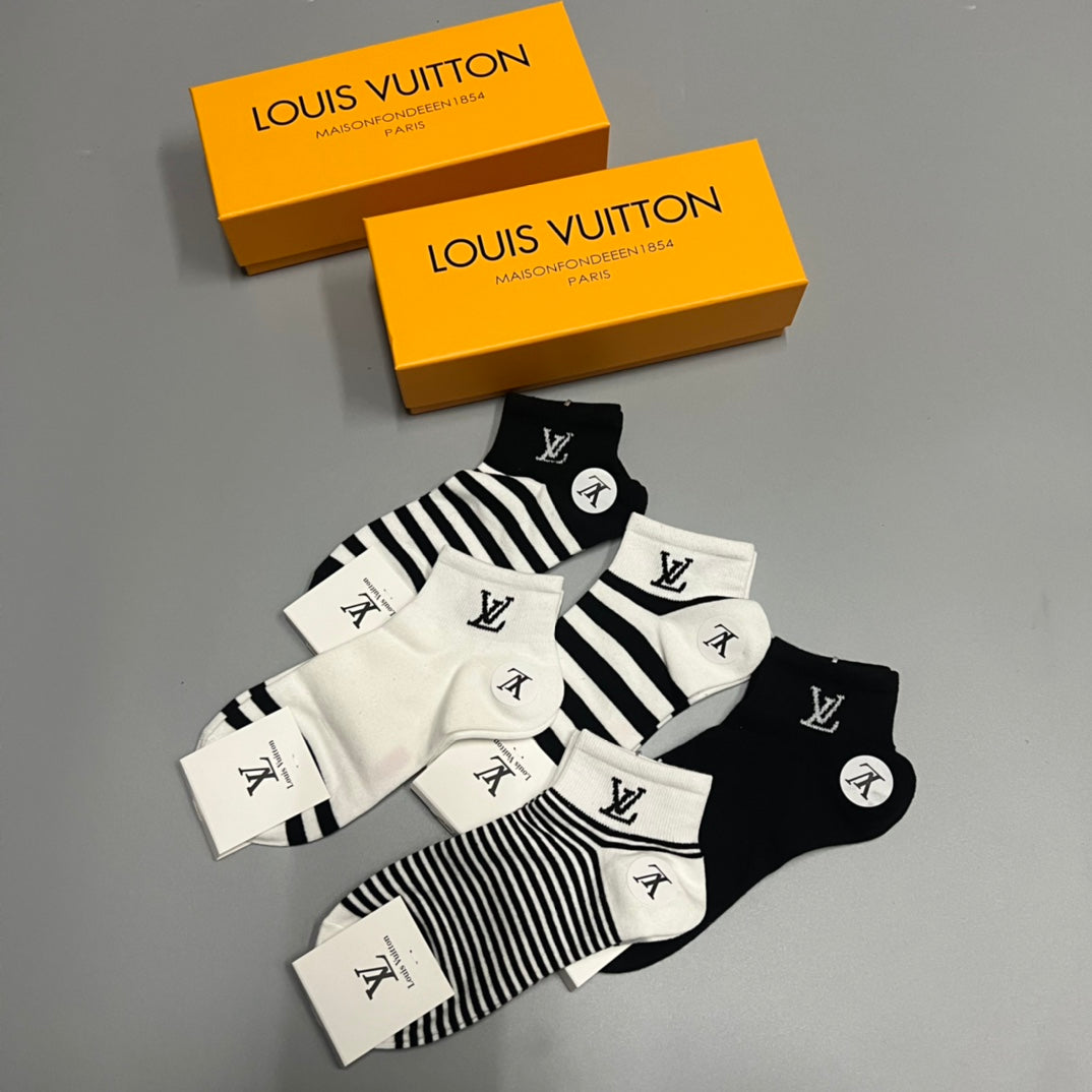 Louis Vuitton Small Initial Details Ankle Socks - 5-Pair Set