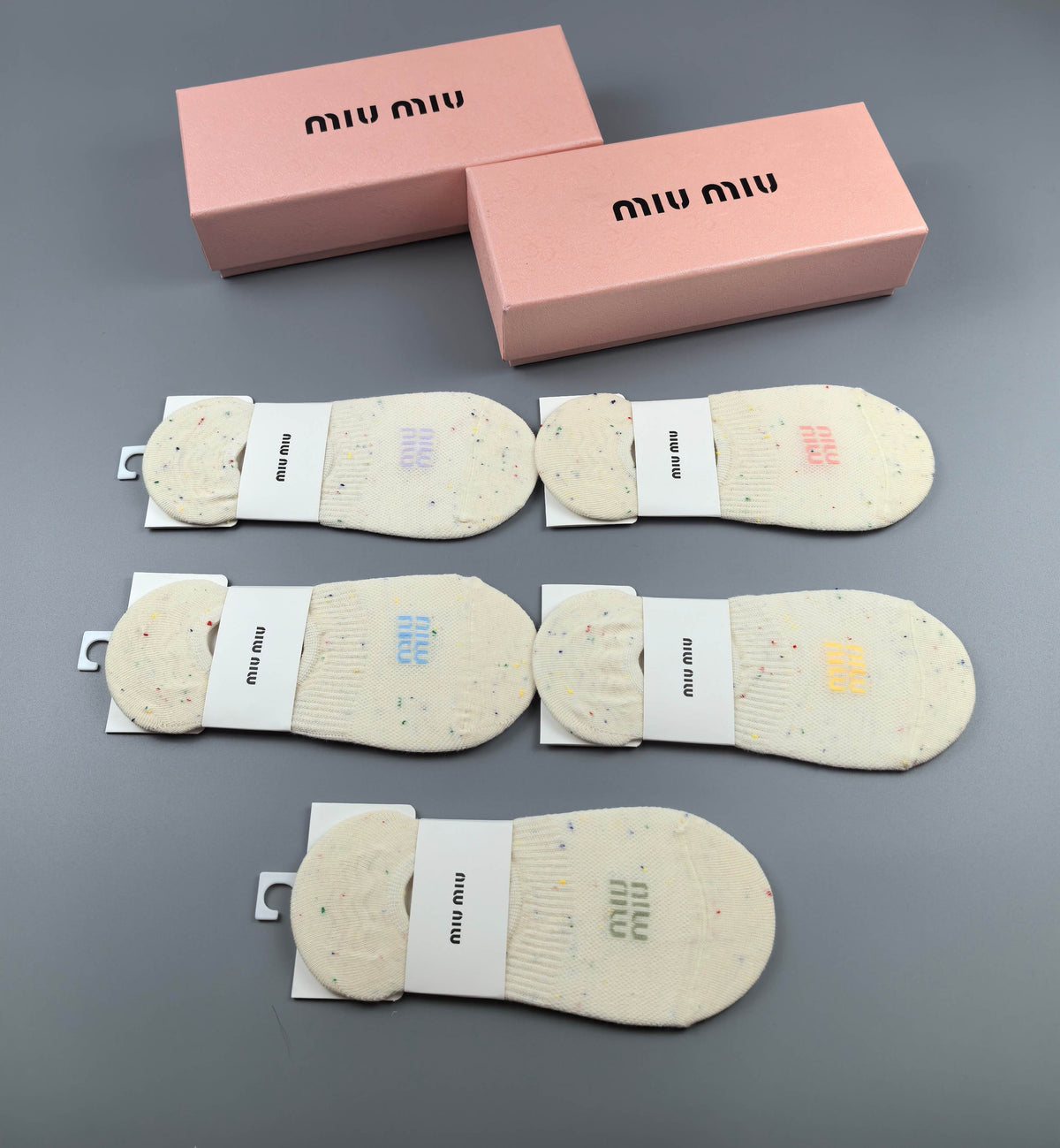 Miu Miu Combed cotton Visible Logo, Stripe Or Motif Details No-Show Socks