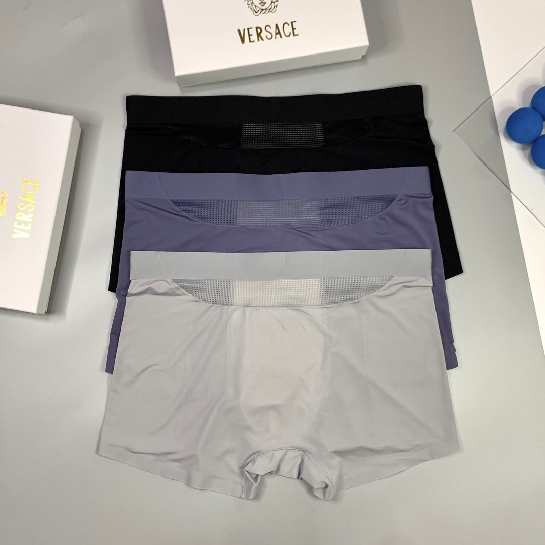 Versace Clean Logo Waistbands Men's Boxer Briefs - 3-Piece Box