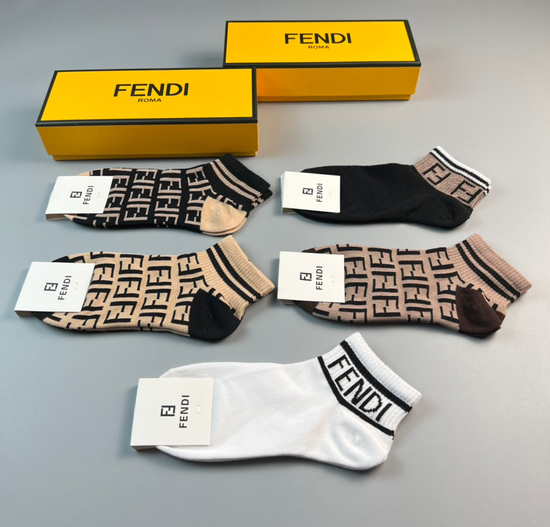 Fendi FF Monogram Ankle Socks - Box of 5 Pairs