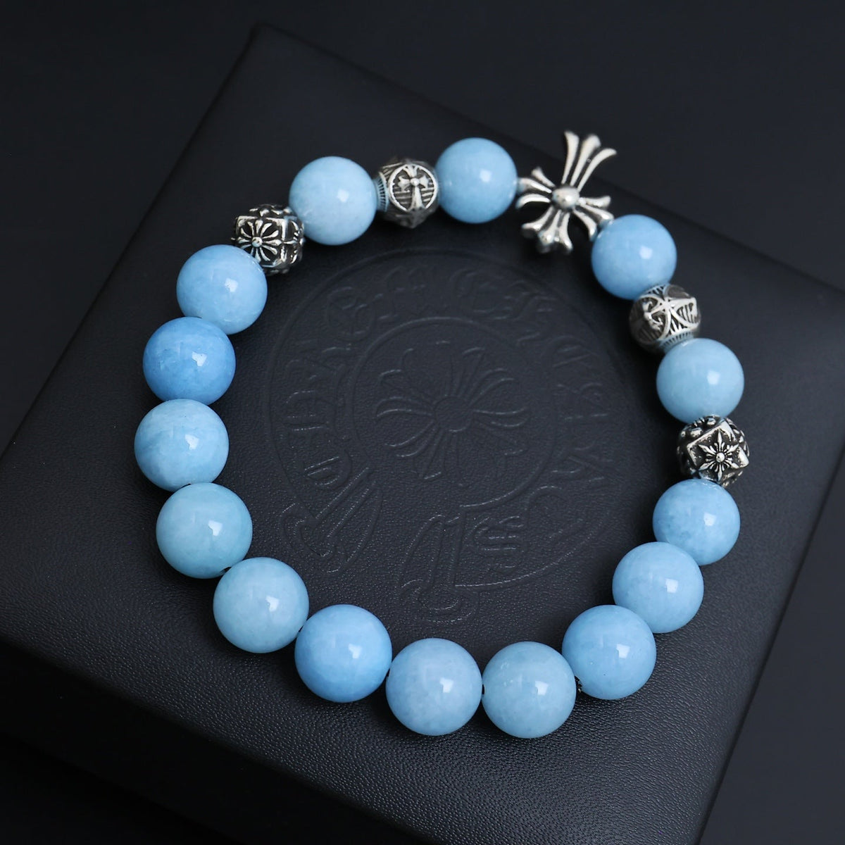 Martin Graham beaded bracelet in polished metal-tone – side detail