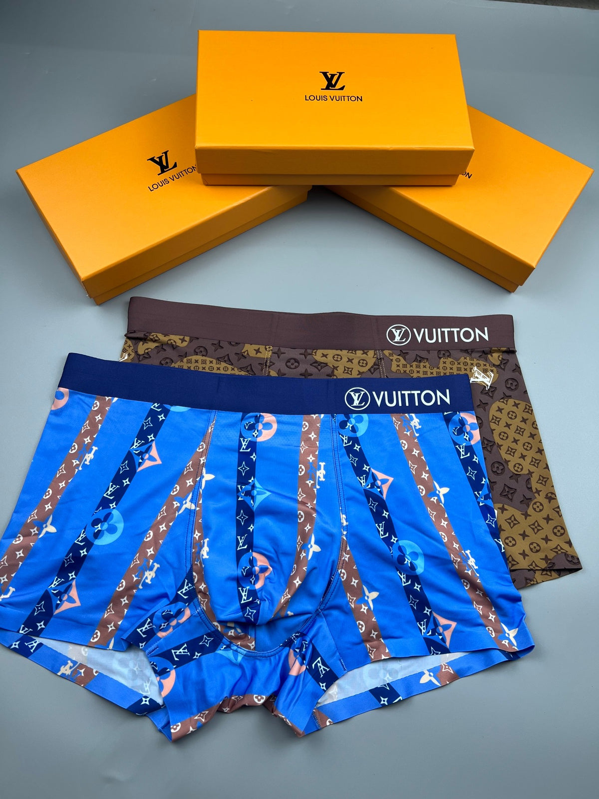 Louis Vuitton All-Over Monogram-Style Prints Men's Boxer Briefs - 3-Piece Box