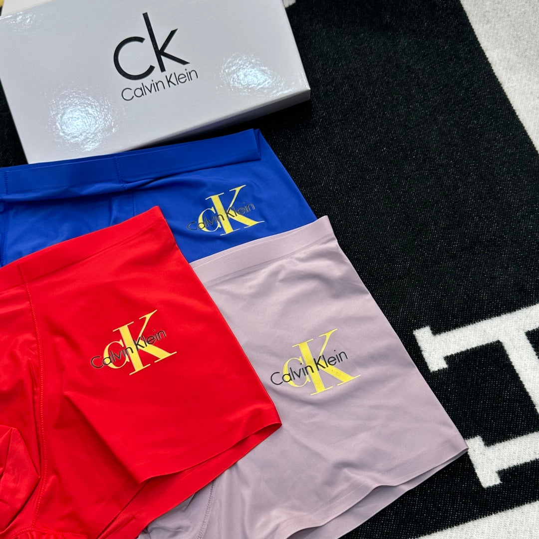 Calvin Klein Goat-milk silk Gold-Tone Logo Details Men's Boxer Briefs - 3-Piece Box