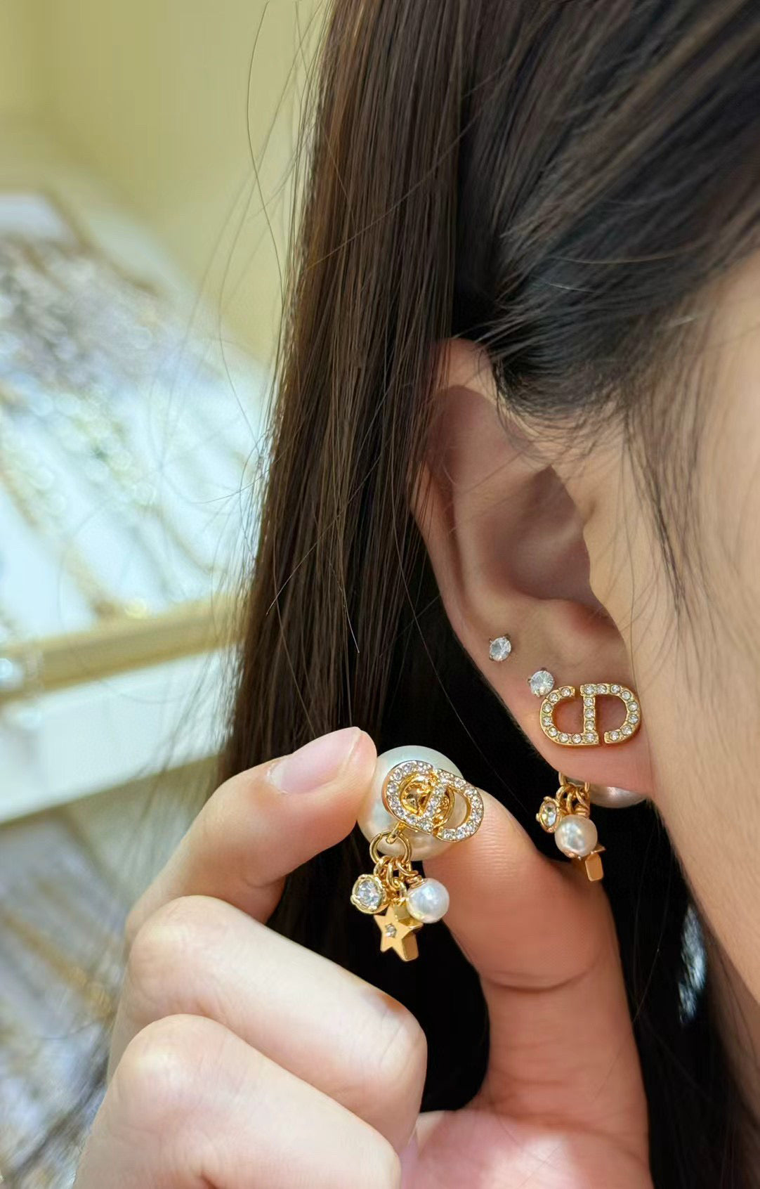 Martin Graham earrings in polished metal-tone – side detail