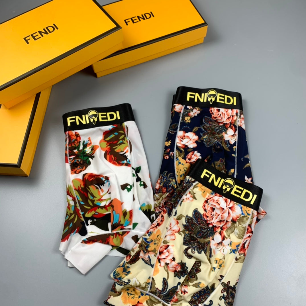 Fendi Contrast Logo Waistbands Men's Boxer Briefs - 3-Piece Box