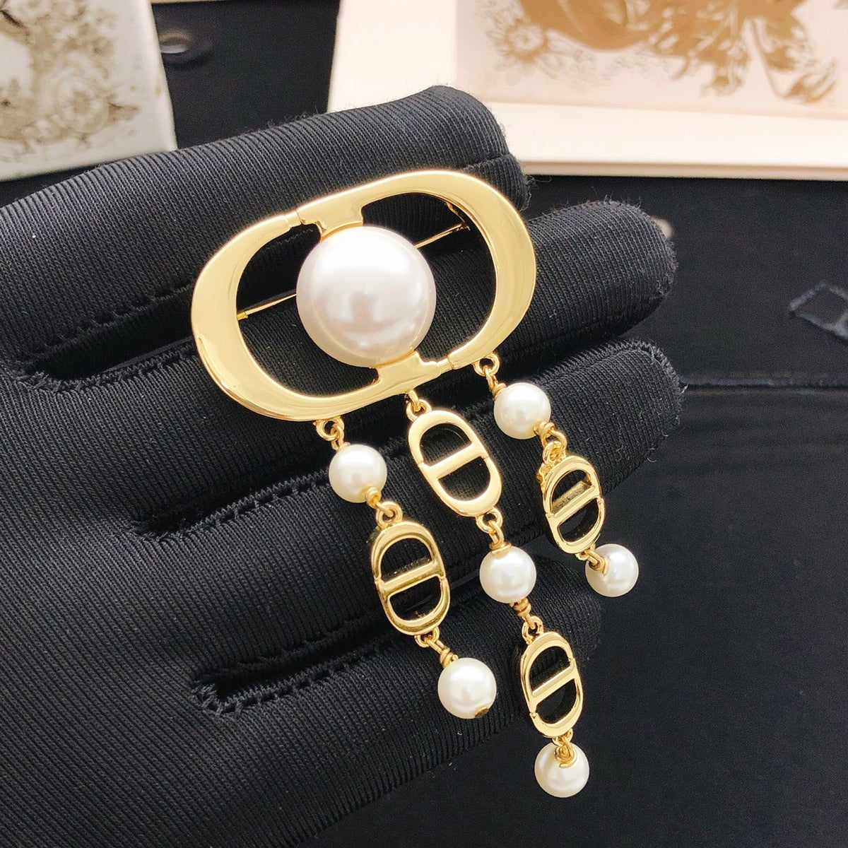 Martin Graham brooch in polished metal-tone – side detail