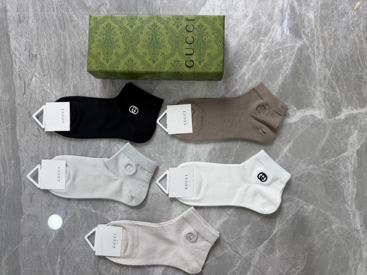 Gucci Modal Small Round Emblems Ankle Socks - 5-Pair Set