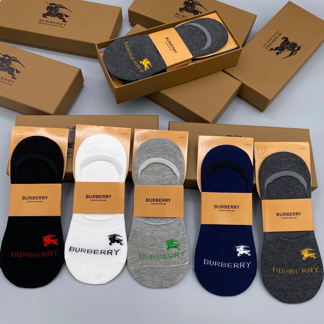 Burberry Crest Details No-Show Socks - 5-Pair Set