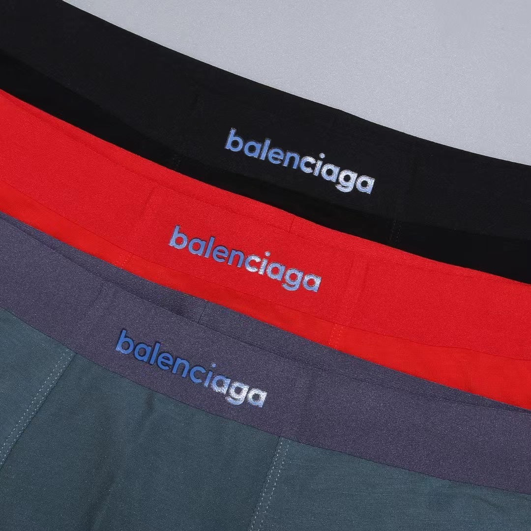 Balenciaga Contrast Waistband Men's Trunk Underwear - 3-Piece Box