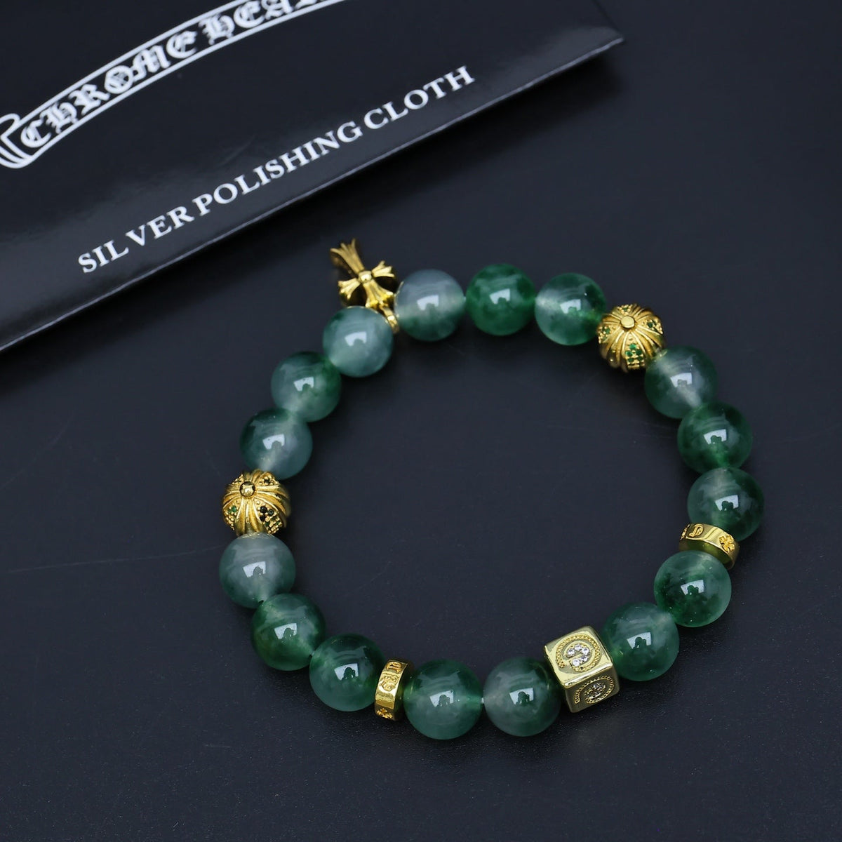 Martin Graham beaded bracelet in polished metal-tone – side detail